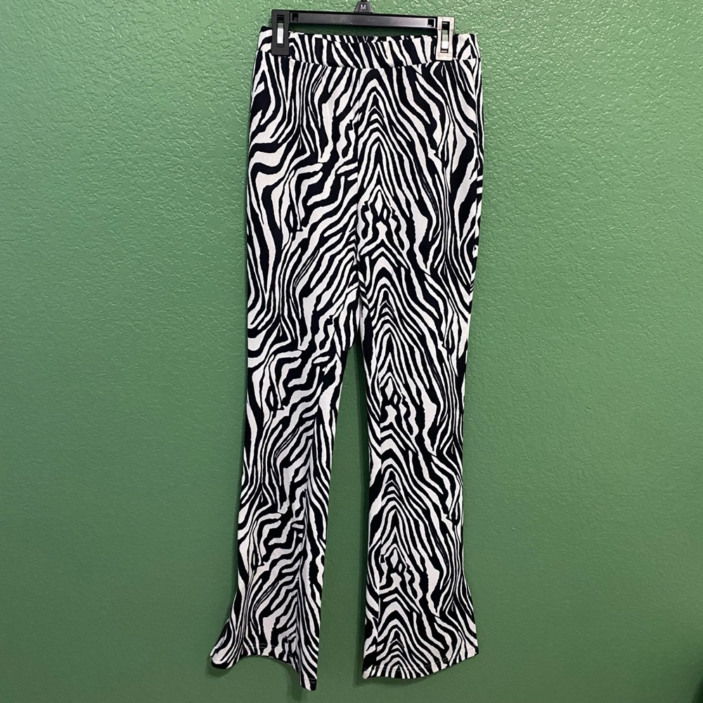 zebra flare pants